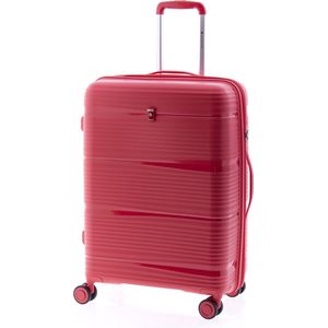 GLADIATOR BIONIC reiskoffer, uitbreidbaar, hard, met zwenkwielen, middelgroot, 65 cm, rood, mediana, 65 cm, uittrekbaar, hard en zwenkbaar, Rood, Uittrekbare koffer, harde en draaibare wielen.