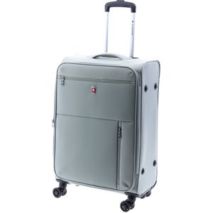 GLADIATOR Middelgrote koffer 4R, polyester, Arctic, Groen, Medium, Uitbreidbare koffer, zachte en draaibare wielen.