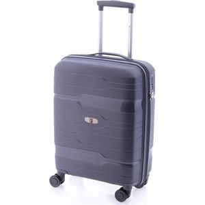 Gladiator Boxing S Handbagage Koffer - TSA Cijferslot | 55x40x20cm | Expandable tot 40 Liter | Reiskoffer met Wielen | Trolley met Kofferslot - Metallic Grey