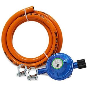 M&M's S&M 322150 gasregelaar set voor camping butaan fles + 1,5 m buis + 2 sluitringen