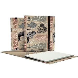 Unipapel | Eco-ringboek met 4 ringen, A4 | incl. 100 gerecyclede vellen 90 g | geruit 5 x 5 | kleurstrepen | Uninature Design walvissen | FSC gerecycled 100% | Carpebook