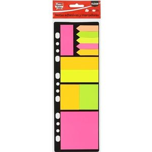 Fixo Notities | Set zelfklevende notities en markers | Verschillende kleuren en maten | Perfect voor ordners met 4 ringen A4 | 25 vellen per blok | 11 blokken | Perfect schoolmateriaal om te