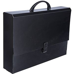 Grafoplas 37180010 koffer met handgreep en sluiting, kleur zwart, 370 x 270 x 70 mm, polypropyleen mat