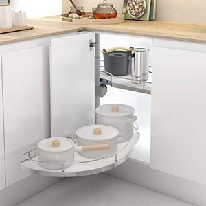 Menage Confort Dolphin I uittrekbare hoekplank van staal, wit melamine, productbreedte 890 mm