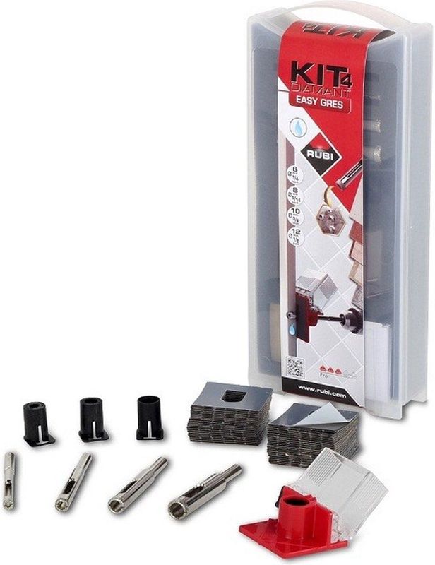Rubi - Easy Gres Kit - Tegelboor Set - 6 8 10 12 mm - Incl Boorgeleider en Plakstrips