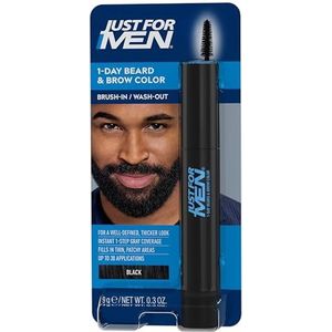 Just for Men 1-dag-baard- en wenkbrauwverf, baard en wenkbrauwen mannen, tijdelijke kleur, voor een voller, goed gedefinieerd uiterlijk, tot 30 toepassingen, zwart