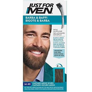 Just For Men Baard & snor kleur voor heren, zonder ammoniak, met applicatorkam, M40 - middenbruin donker