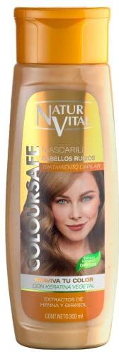 NaturVital - Mascarilla de Pelo ColourSafe, Sin Sulfatos ni Parabenos, para Cabellos Rubios, con Keratina Vegetal, Aporta Brillo y Protege el Color, para Mujeres, 300 ml