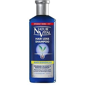 NaturVital Anti-haaruitval en anti-roos shampoo | met Saw Palmetto en cafeïne extract | zonder parabenen, kleur blauw, 300 ml