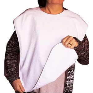 Ti-Tín 3-pack slabbetjes voor volwassenen, 50 x 60 cm, badstof slabbetje met waterdichte plastic voering en klittenbandsluiting, materiaal: 73% katoen, 27% polyester, kleur: wit, Met linten