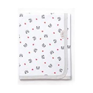Ti TIN Zachte, absorberende babydeken, 80 x 75 cm, kruipdeken van 100% katoen met dubbellaagse stof, babydeken voor auto, wieg, kinderwagen, babyzitje, etc, panda-hartmotief, rood