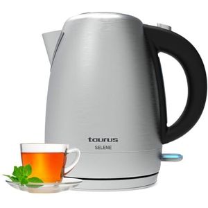 Taurus Selene Elektrische waterkoker, 2200 W, 1,7 l, snel koken, BPA-vrij, 360 graden basis, roestvrij staal en glas, veiligheidssystemen, verborgen weerstand, afneembaar filter, 0,7 m kabel