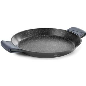LACOR 25436 Paella-pan met siliconen handgrepen, anti-aanbaklaag, geschikt voor inductie, milieuvriendelijk, PFOA-vrij, gegoten aluminium, 36 cm, zwart