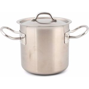 Lacor Hoge roestvrijstalen pot, inclusief deksel, geschikt voor alle soorten keukens, inhoud: 36,60 l, hoogte, diameter: 36 cm, zilver - Roestvrij staal 50136