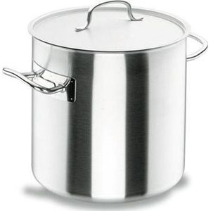 LACOR - 50140 - Hoge roestvrijstalen pot, inclusief deksel, geschikt voor alle soorten keukens, inhoud: 50 l, zilver - Roestvrij staal 50140