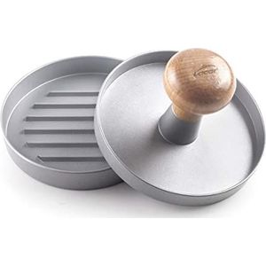 Lacor - 60258 - Hamburger-vorm hamburgerpers houten kop afneembaar met 60 papiereenheden anti-aanbakpapier, Ø 11 x 7,5 cm, grijs