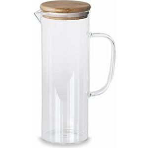 Lacor - 61953 - waterkan van borosilicaatglas - deksel bamboe - zeef - perfect voor limonade, ijskoffie, thee - vaatwasmachinebestendig - 1 l
