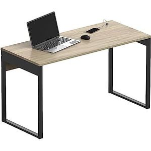 MUEBLES PITARCH Tafel Nexus, spaanplaat van deeltjes en melamine, hoge dichtheid, Cambrisch eiken/zwarte poten, 76 x 135 x 60 cm