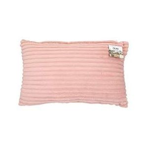 Kussen 50 x 30 cm, velours, gestreept, roze katoen QD