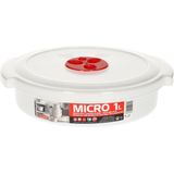 Plastic Forte Magnetronschaal met deksel/ventiel - 1L - wit - kunststof - laag model