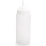 Plasticforte Doseerfles/sausfles - kunststof - transparant - met schenktuit - 500 ml - 20 cm
