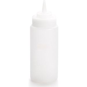 Plasticforte Doseerfles/sausfles - kunststof - transparant - met schenktuit - 500 ml - 20 cm