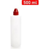 Plasticforte Doseerfles/sausfles - kunststof - transparant - met schenktuit - 500 ml - 22 cm