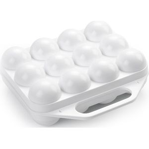 Plasticforte Eierdoos - koelkast organizer eierhouder - 12 eieren - wit - kunststof - 20 x 19 cm
