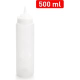 Plasticforte Doseerfles/sausfles - kunststof - transparant - met schenktuit - 500 ml - 23 cm