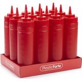 Plasticforte - Doseerfles - Rood - Kunststof - 500 ml - Met Schenktuit