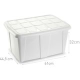 Plasticforte Opbergbox met deksel - Wit - 60L - kunststof - 63 x 46 x 32 cm