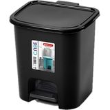 Kunststof afvalemmers/vuilnisemmers/pedaalemmers in het zwart van 7.5 liter met deksel en pedaal 24 x 22 x 25.5 cm