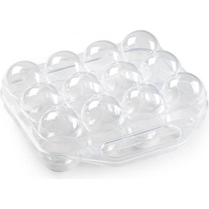 Plasticforte Eierdoos - koelkast organizer eierhouder - 12 eieren - transparant - kunststof - 20 x 19 cm
