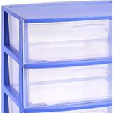 Plasticforte Ladeblokje organizer 3x lades - blauw/transparant - L56 x B40 x H61 cm - plastic