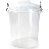 Plasticforte Afvalemmer - transparant - 21 liter - vuilnisemmer met deksel - prullenbak - 35x42,5 cm