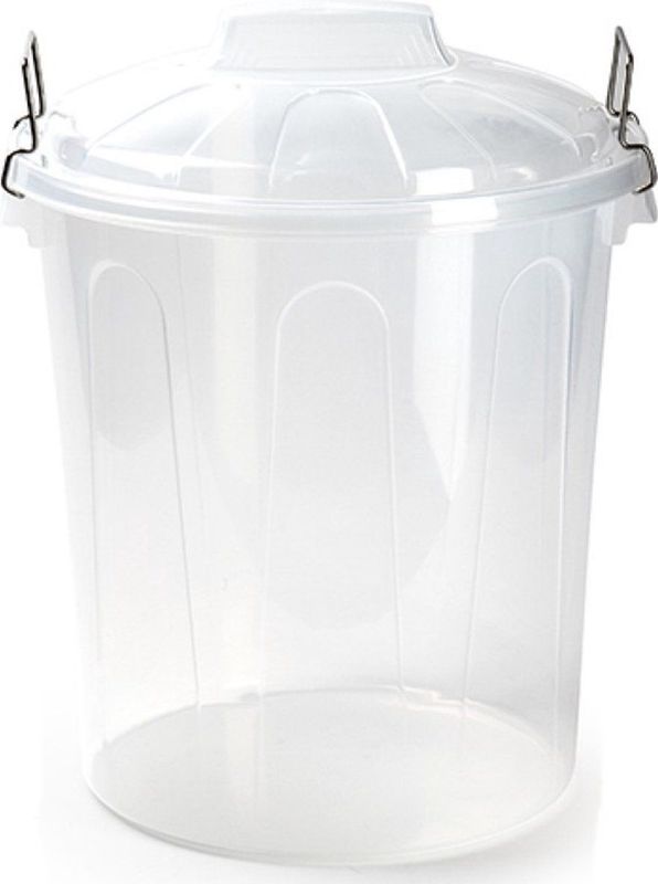 Plasticforte Afvalemmer - transparant - 21 liter - vuilnisemmer met deksel - prullenbak - 35x42,5 cm