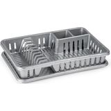 Plasticforte Afdruiprek met lekbak - 45 x 30 cm - grijs - Afwassen/afdrogen - Afwasrekken - Kunststof