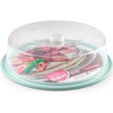 Ronde taart/gebak bewaardoos transparant 32 x 9,5 cm met mintgroene bodem - Taart bewaren/serveren in box/doos