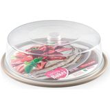 Ronde taart/gebak bewaardoos transparant 32 x 9,5 cm met taupe bodem - Taart bewaren/serveren in box/doos