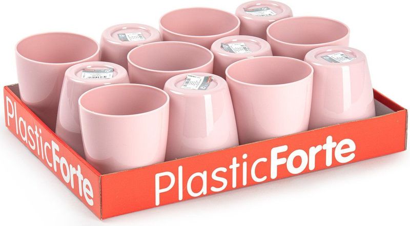 Plasticforte Drinkglazen - 12x - oud roze - kunststof - 400 ml - herbruikbaar - sapglazen - waterglazen
