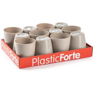 12x stuks Drinkglazen/limonade glazen taupe 400 ml - Sapglazen/waterglazen onbreekbaar kunststof voor kinderen
