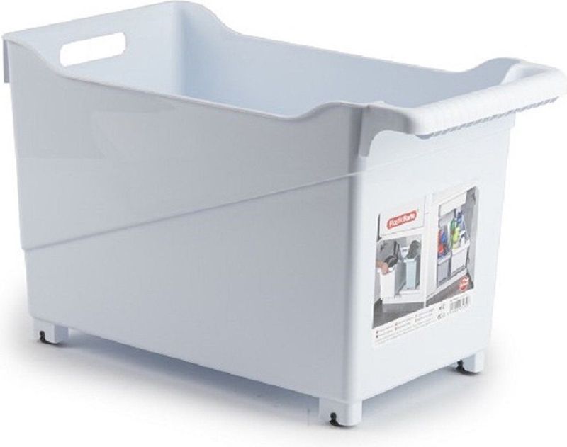Kunststof trolley wit op wieltjes L45 x B24 x H27 cm - Voorraad/opberg boxen/bakken