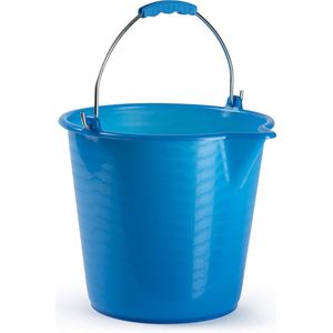 Huishoud schoonmaak emmer kunststof blauw 9 liter inhoud 30 x 26 cm - Met metalen hengsel en schenktuit
