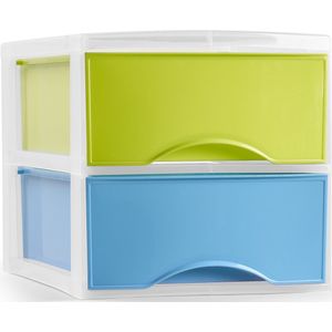 Plasticforte Ladeblokje/bureau organizer met 2 lades - multi - L26 x B36 x H25 cm