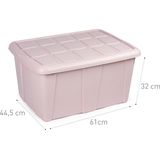 Plasticforte Opbergbox met deksel - Lichtroze - 60L - kunststof - 63 x 46 x 32 cm