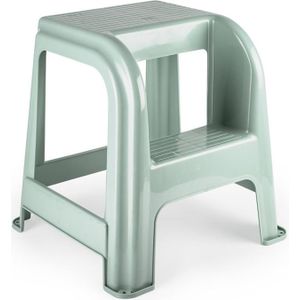 Forte Plastics Keukenkrukje/opstapje - met 2 treden - mintgroen - kunststof - 43 x 43 x 46 cm