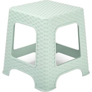 Forte Plastics Keukenkrukje/opstapje - rotan - mintgroen - kunststof - 32 x 32 x 33 cm