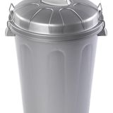 Plasticforte Vuilnisbak/AQfvalemmer/Wasmand met deksel - 100 liter - lichtgrijs - D50 x H78 cm