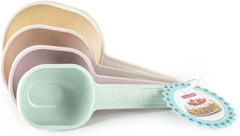 Plasticforte Keuken/koken Maatschepjes/maatlepeltjes set - 4x stuks - multi kleuren - kunststof