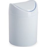 Plasticforte Mini prullenbakje wit kunststof met klepdeksel keuken aanrecht/tafel model 1,4 Liter